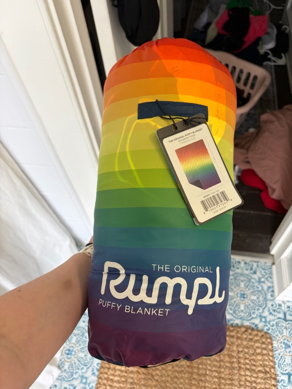 Rumpl Rainbow Puffy Blanket - Multicolor NWT